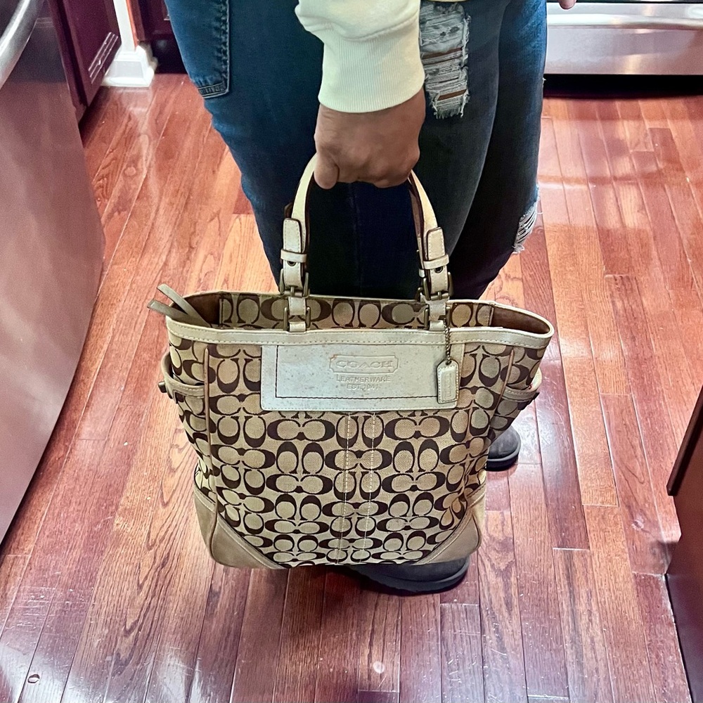 Coach Brown Signature Tote Bag